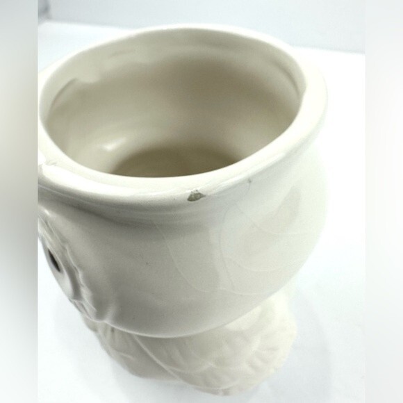 Adorable white and brown ceramic owl - Picture 8 of 12